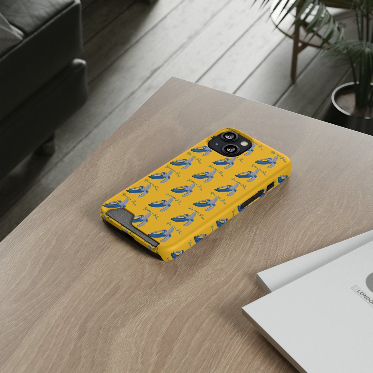 Banana Blue© Slim Lightweight DuraFlex© Safe Impact Resistant Phone Case With Card Holder Compatible with iPhone 13, and Samsung Galaxy S21, S22 models