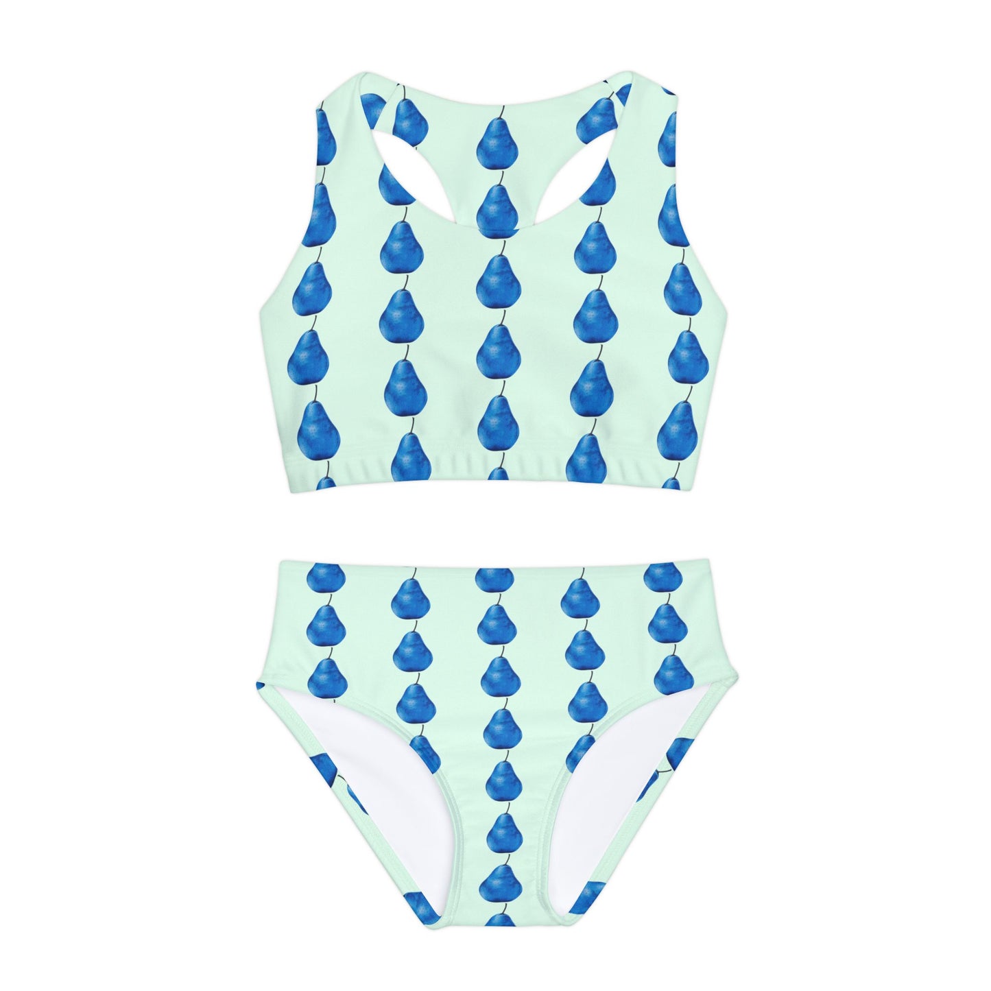 Pear Blue© It Girl Youth Star Active Flex Sports Comfort All Day Two Piece Swimsuit By American Boutique In Pool Breeze Pop