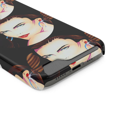 Lady Print© Limited Edition Slim Lightweight DuraFlex© Safe Impact Resistant Phone Case With Card Holder Compatible with iPhone 13, and Samsung Galaxy S21, S22 models