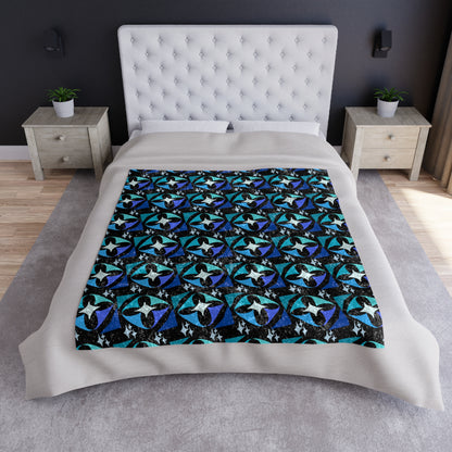 Blue Midnight© The Iconic Collection© Luxturnal© New Zealand Super Chic Soft Premium Crushed Velvet Blanket In Midnight Loves Blue