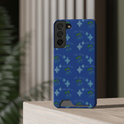 Blue Cherry© Limited Edition Slim Lightweight DuraFlex© Safe Impact Resistant Phone Case With Card Holder Compatible with iPhone 13, and Samsung Galaxy S21, S22 models