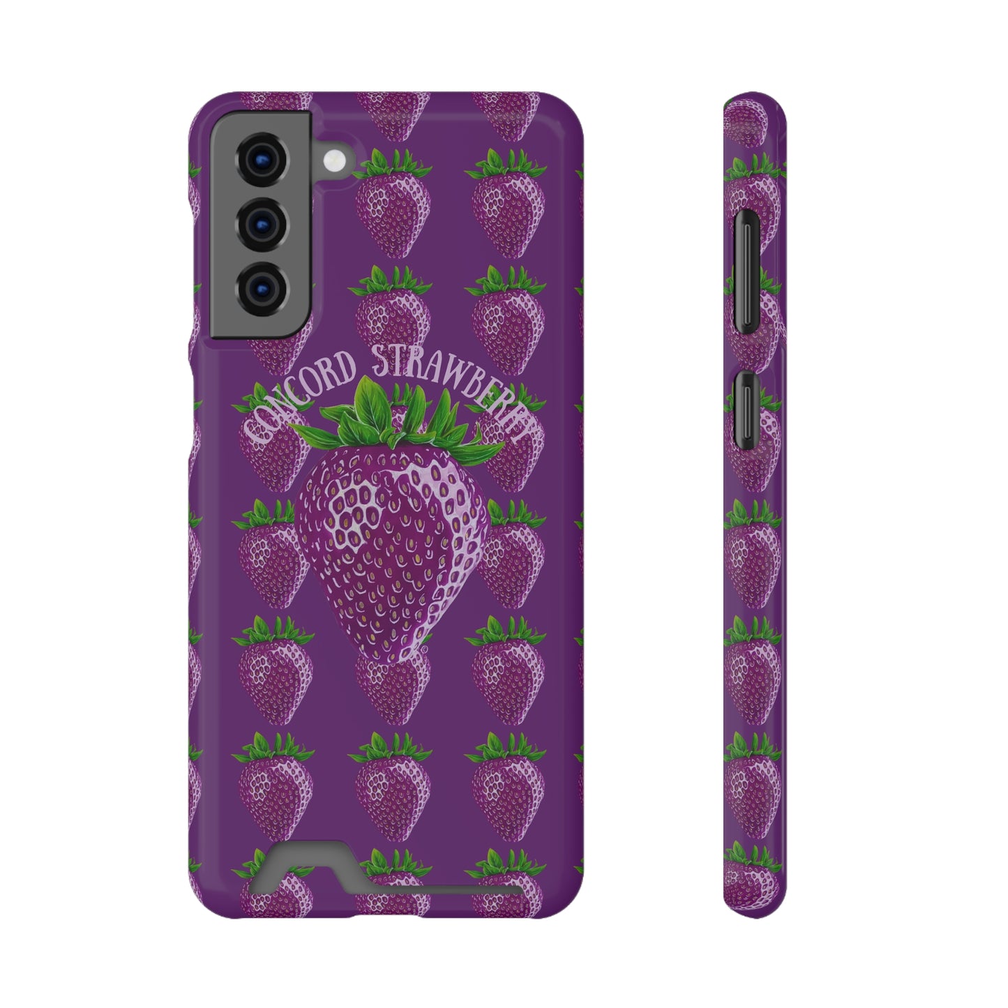 Concord Strawberry© Limited Edition Slim Lightweight DuraFlex© Safe Impact Resistant Phone Case With Card Holder Compatible with iPhone 13, and Samsung Galaxy S21, S22 models