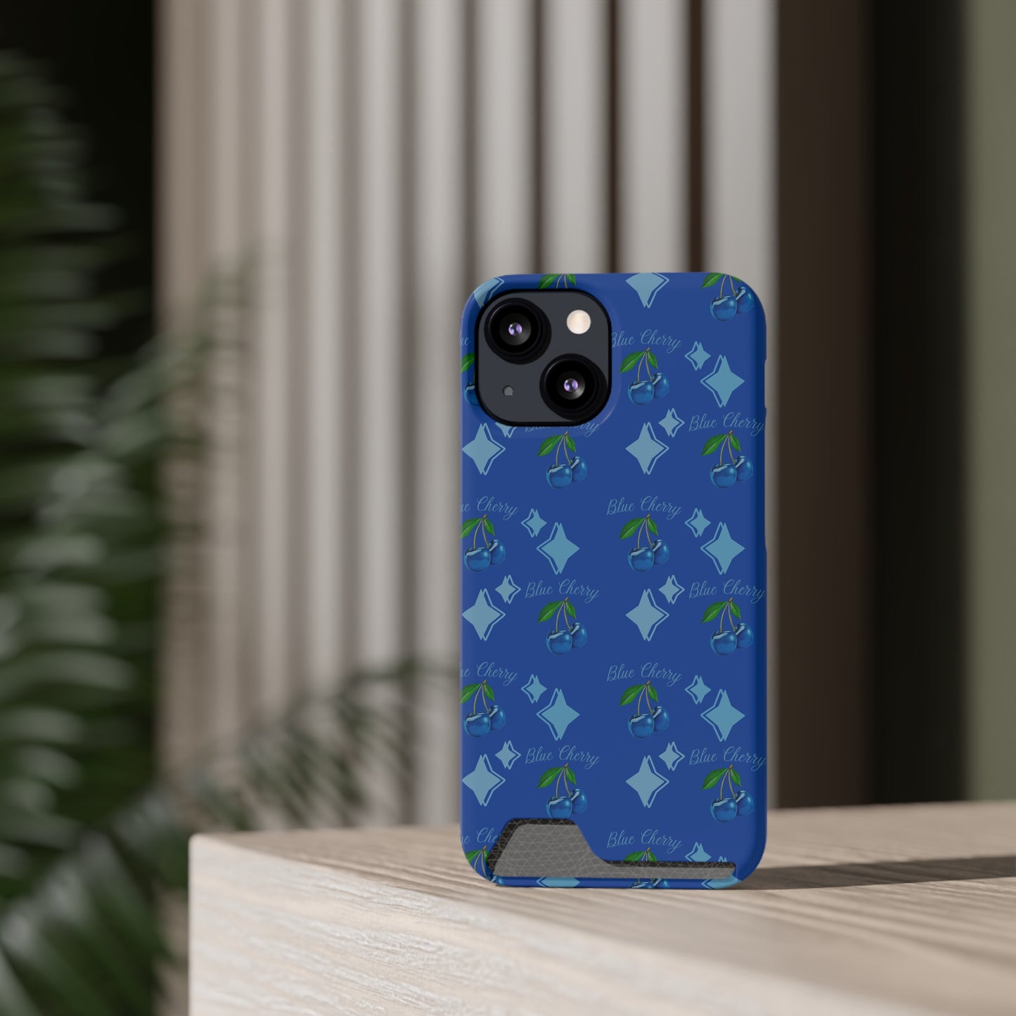 Blue Cherry© Limited Edition Slim Lightweight DuraFlex© Safe Impact Resistant Phone Case With Card Holder Compatible with iPhone 13, and Samsung Galaxy S21, S22 models