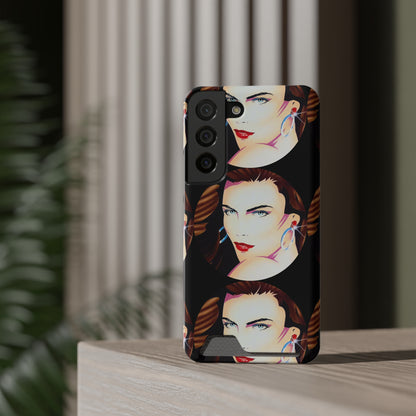 Lady Print© Limited Edition Slim Lightweight DuraFlex© Safe Impact Resistant Phone Case With Card Holder Compatible with iPhone 13, and Samsung Galaxy S21, S22 models