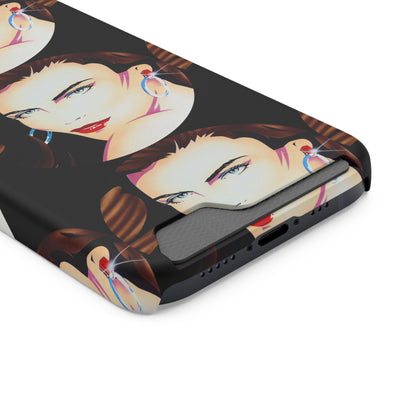 Lady Print© Limited Edition Slim Lightweight DuraFlex© Safe Impact Resistant Phone Case With Card Holder Compatible with iPhone 13, and Samsung Galaxy S21, S22 models