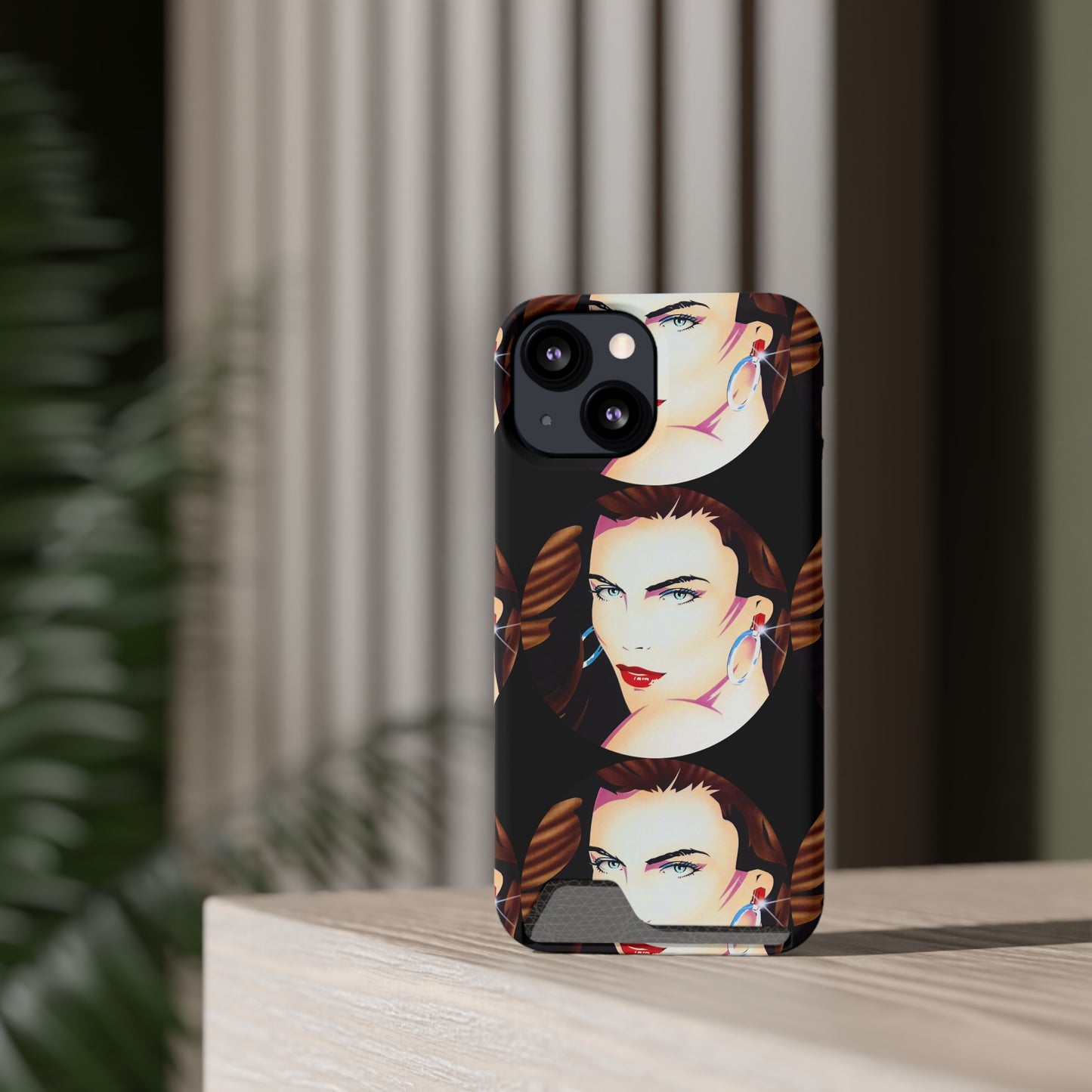 Lady Print© Limited Edition Slim Lightweight DuraFlex© Safe Impact Resistant Phone Case With Card Holder Compatible with iPhone 13, and Samsung Galaxy S21, S22 models