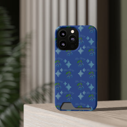 Blue Cherry© Limited Edition Slim Lightweight DuraFlex© Safe Impact Resistant Phone Case With Card Holder Compatible with iPhone 13, and Samsung Galaxy S21, S22 models