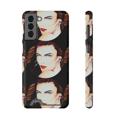 Lady Print© Limited Edition Slim Lightweight DuraFlex© Safe Impact Resistant Phone Case With Card Holder Compatible with iPhone 13, and Samsung Galaxy S21, S22 models