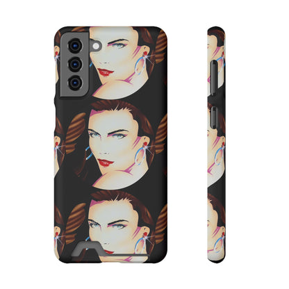 Lady Print© Limited Edition Slim Lightweight DuraFlex© Safe Impact Resistant Phone Case With Card Holder Compatible with iPhone 13, and Samsung Galaxy S21, S22 models