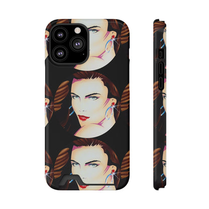 Lady Print© Limited Edition Slim Lightweight DuraFlex© Safe Impact Resistant Phone Case With Card Holder Compatible with iPhone 13, and Samsung Galaxy S21, S22 models