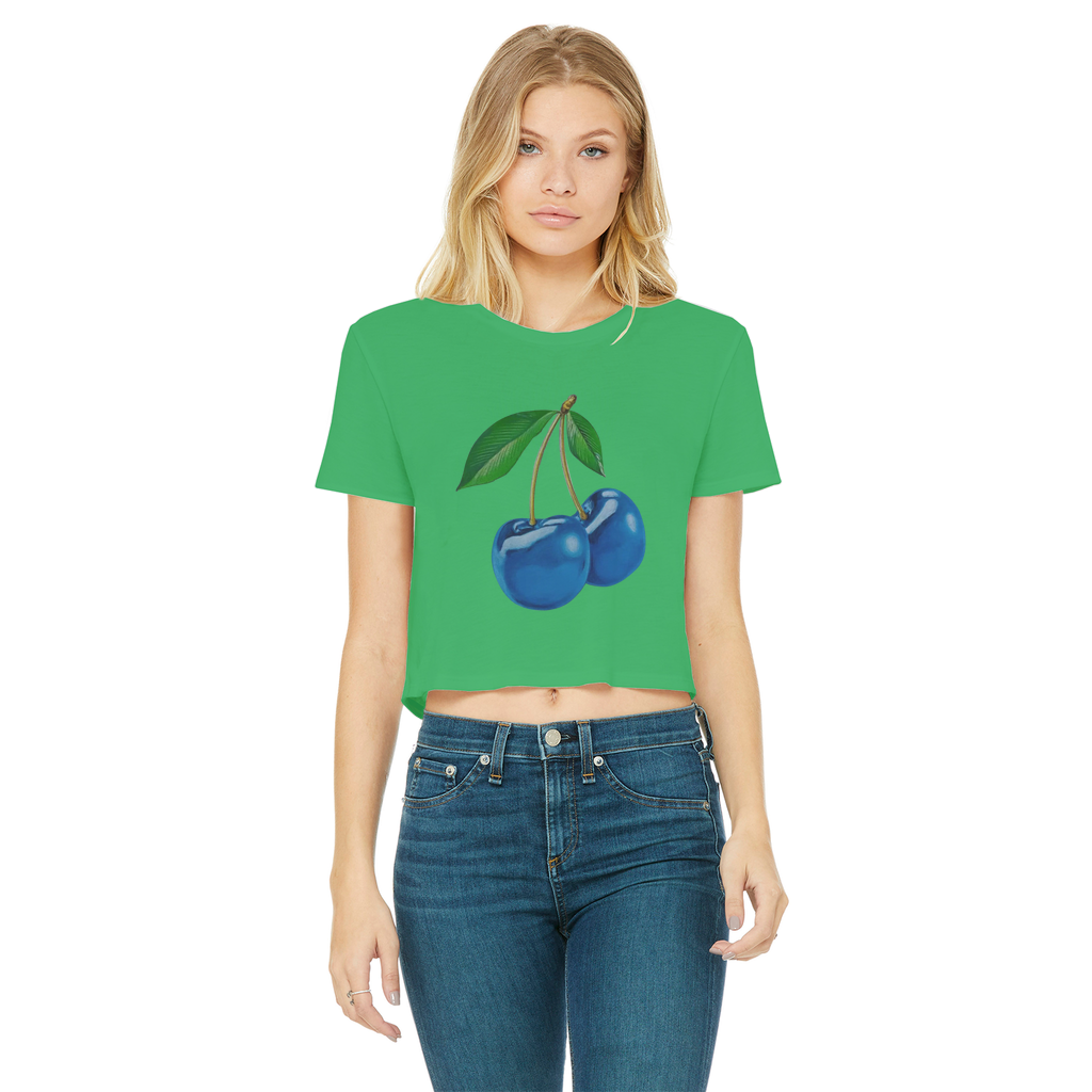 Blue Cherry© Women's Cropped Raw Edge T-Shirt