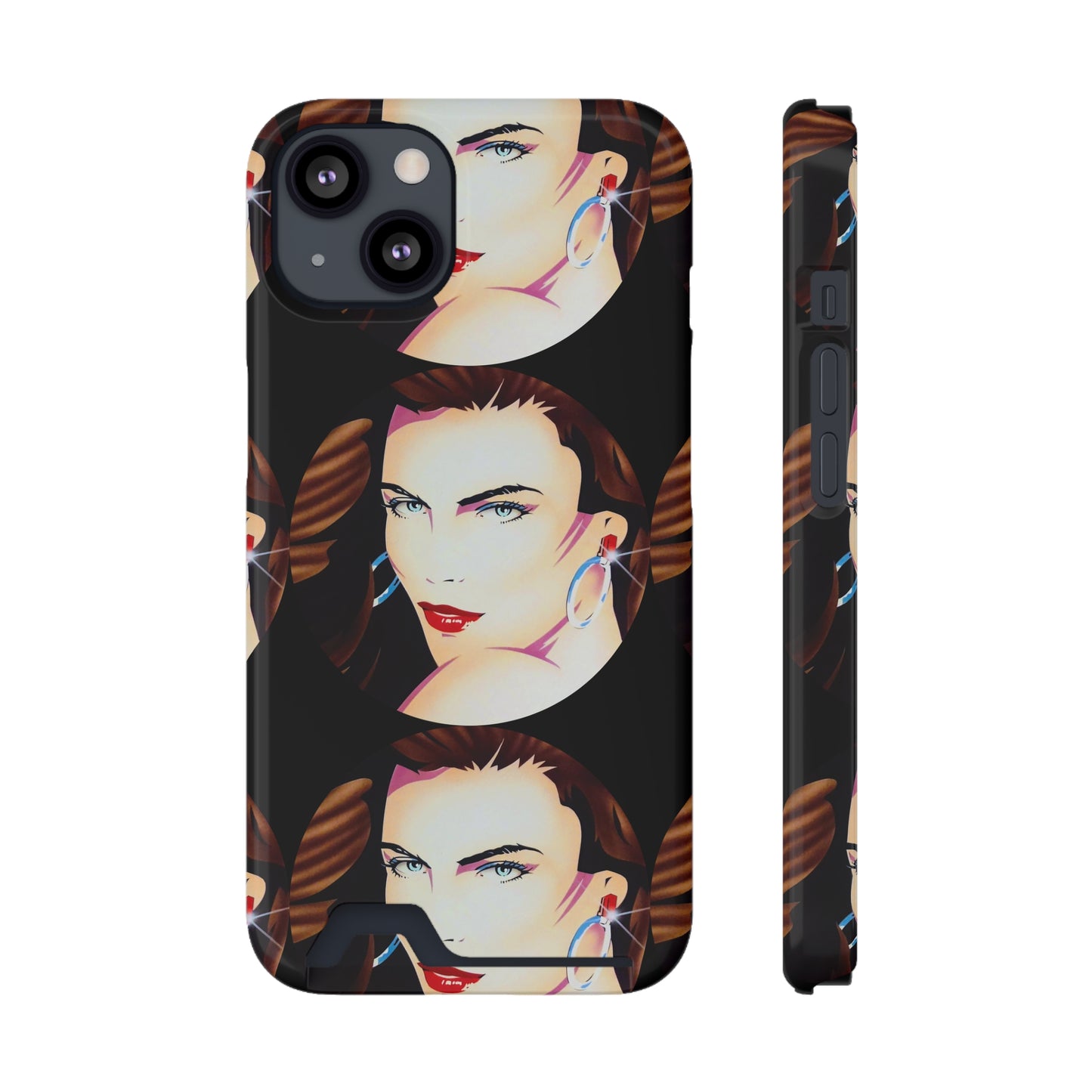 Lady Print© Limited Edition Slim Lightweight DuraFlex© Safe Impact Resistant Phone Case With Card Holder Compatible with iPhone 13, and Samsung Galaxy S21, S22 models