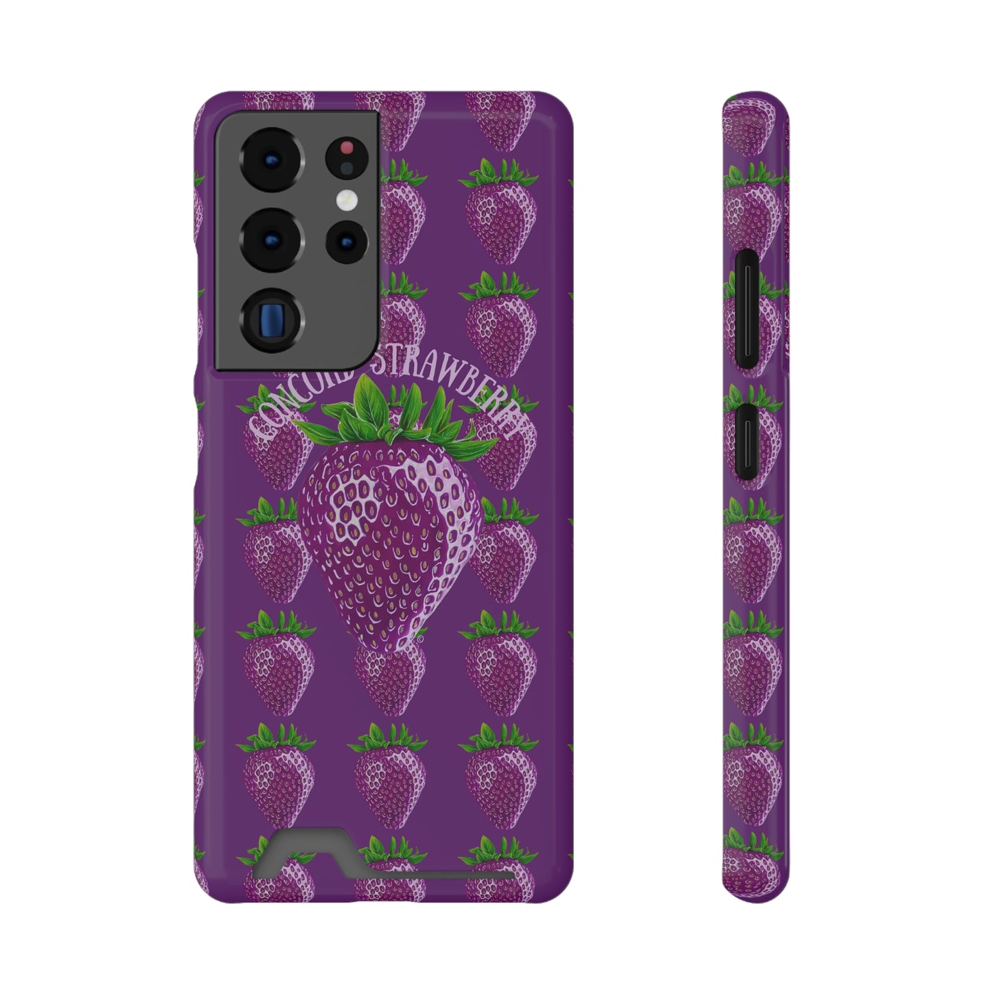 Concord Strawberry© Limited Edition Slim Lightweight DuraFlex© Safe Impact Resistant Phone Case With Card Holder Compatible with iPhone 13, and Samsung Galaxy S21, S22 models