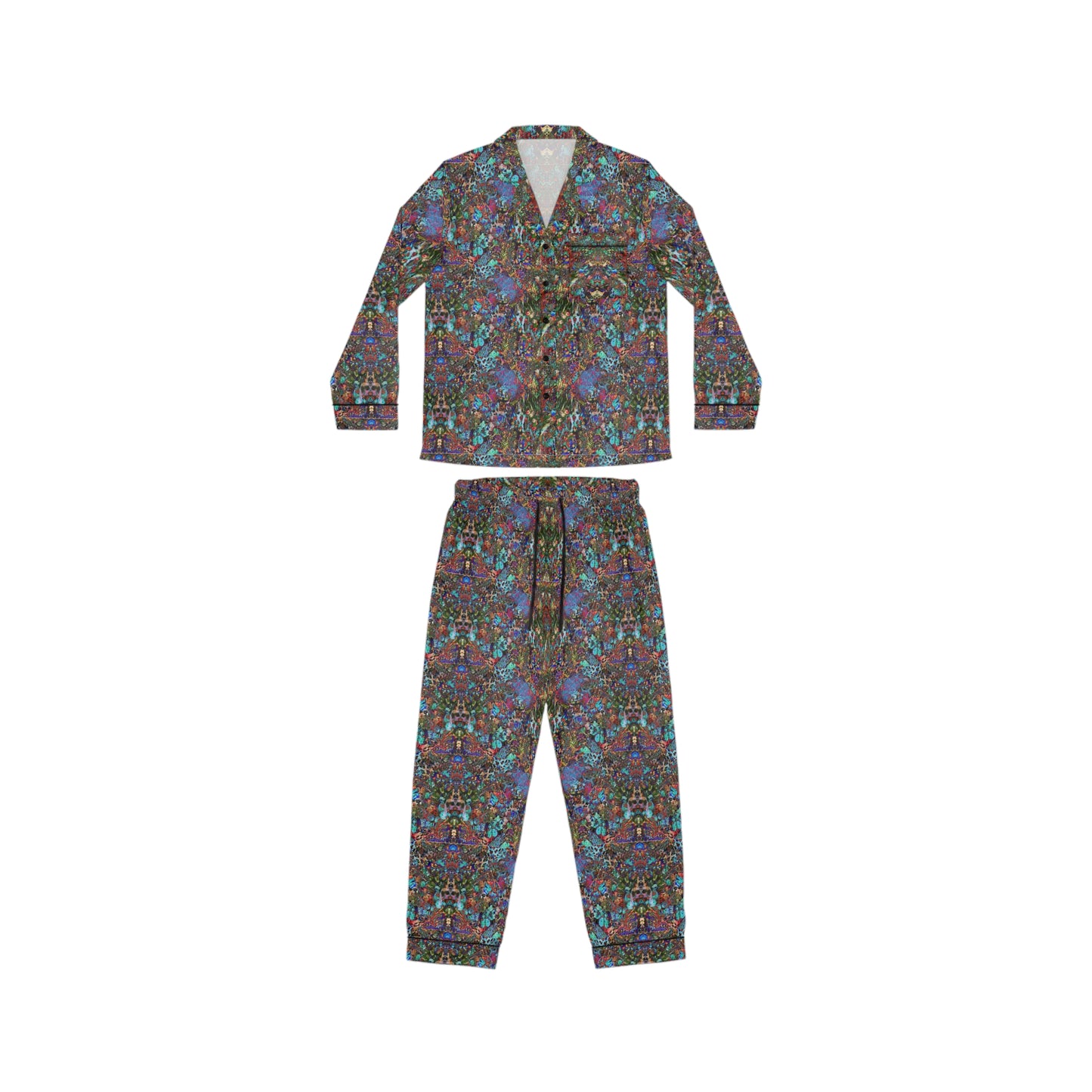 Luxturnal© Women's European Silk Boutique Super Luxurious Premium Royal Satin Pajamas In Posh London Rain