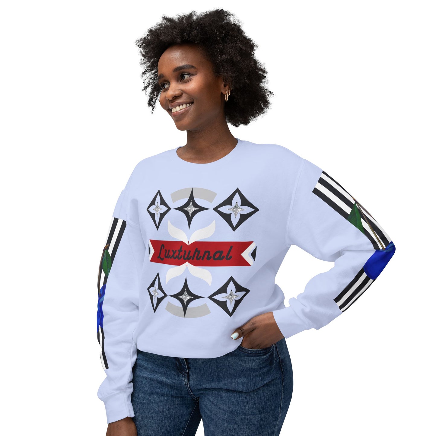 Luxturnal Posh© Deluxe American Made Comfort Relaxed Premium Cotton Lightweight Crewneck Sweatshirt Unisex In Paparazzi