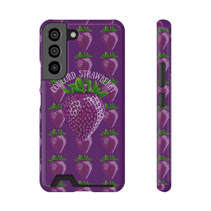 Concord Strawberry© Limited Edition Slim Lightweight DuraFlex© Safe Impact Resistant Phone Case With Card Holder Compatible with iPhone 13, and Samsung Galaxy S21, S22 models