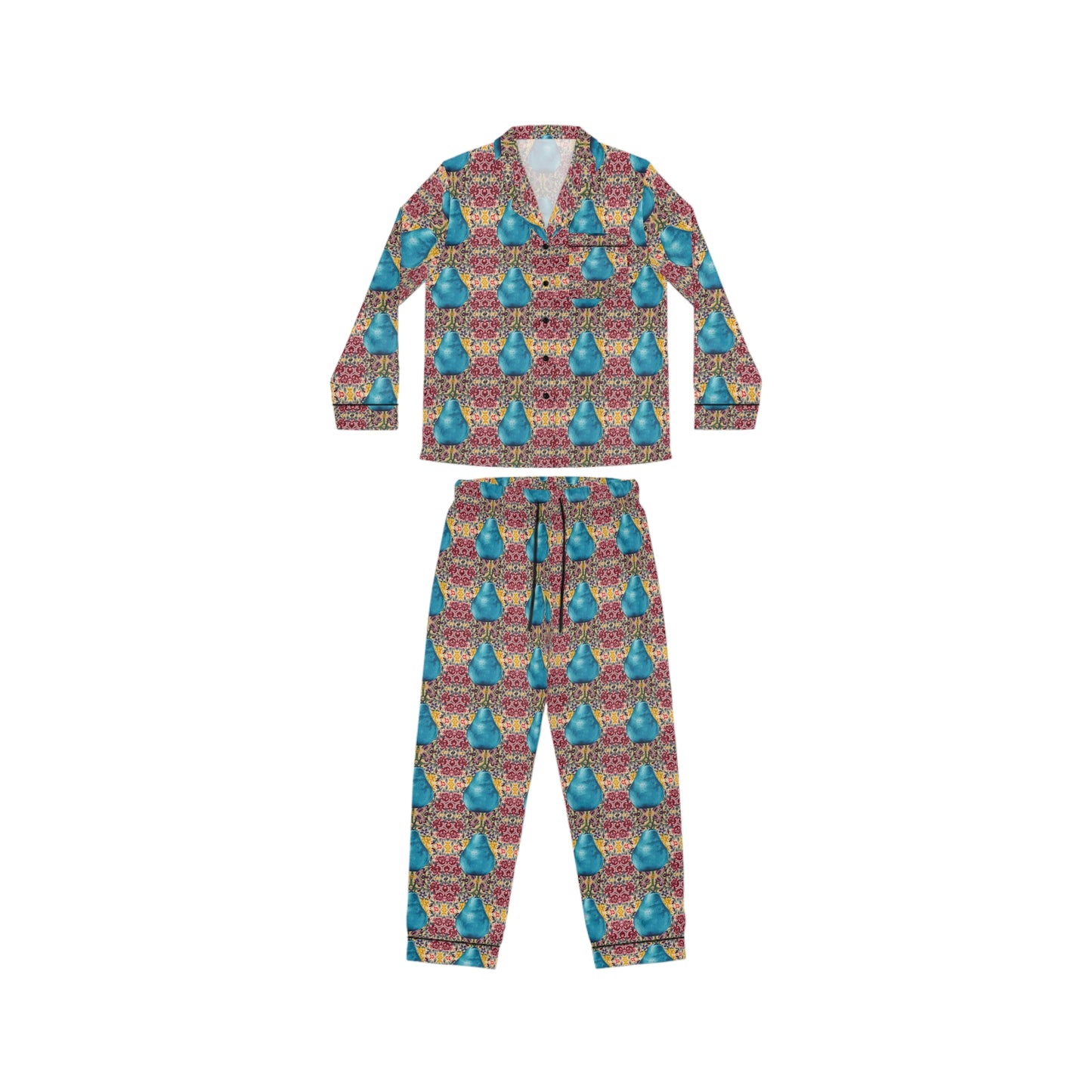 Pear Blue© Women's European Silk Boutique Super Luxurious Premium Royal Satin Pajamas In French Burgundy Rose