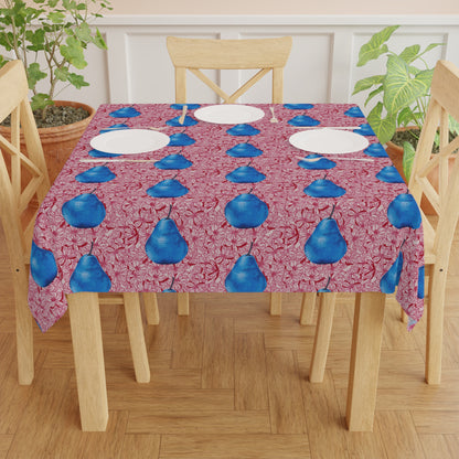 Pear Blue© Limited Edition Pop Deluxe Design Posh Soft And Light Tablecloth In Red White And Pearfect