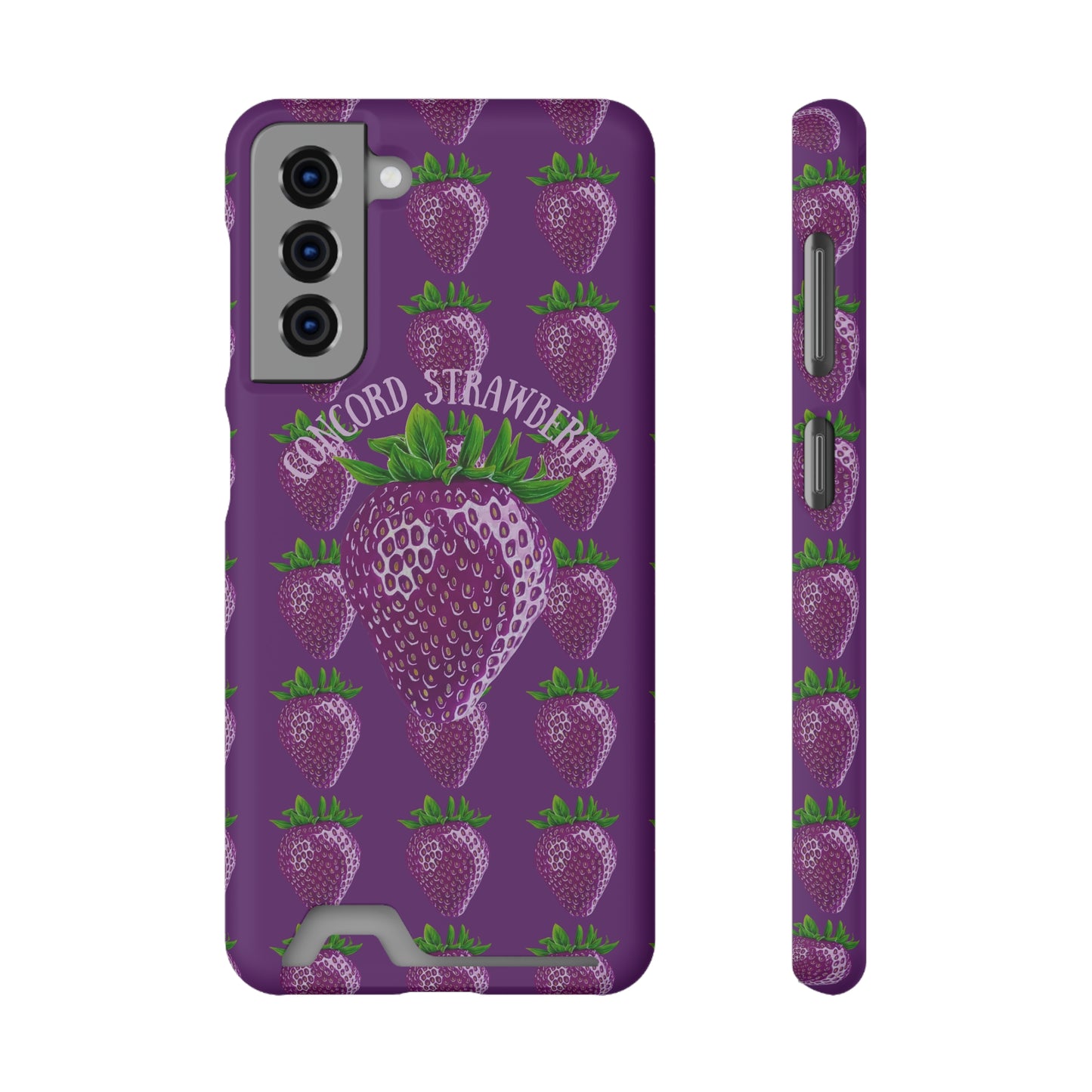 Concord Strawberry© Limited Edition Slim Lightweight DuraFlex© Safe Impact Resistant Phone Case With Card Holder Compatible with iPhone 13, and Samsung Galaxy S21, S22 models