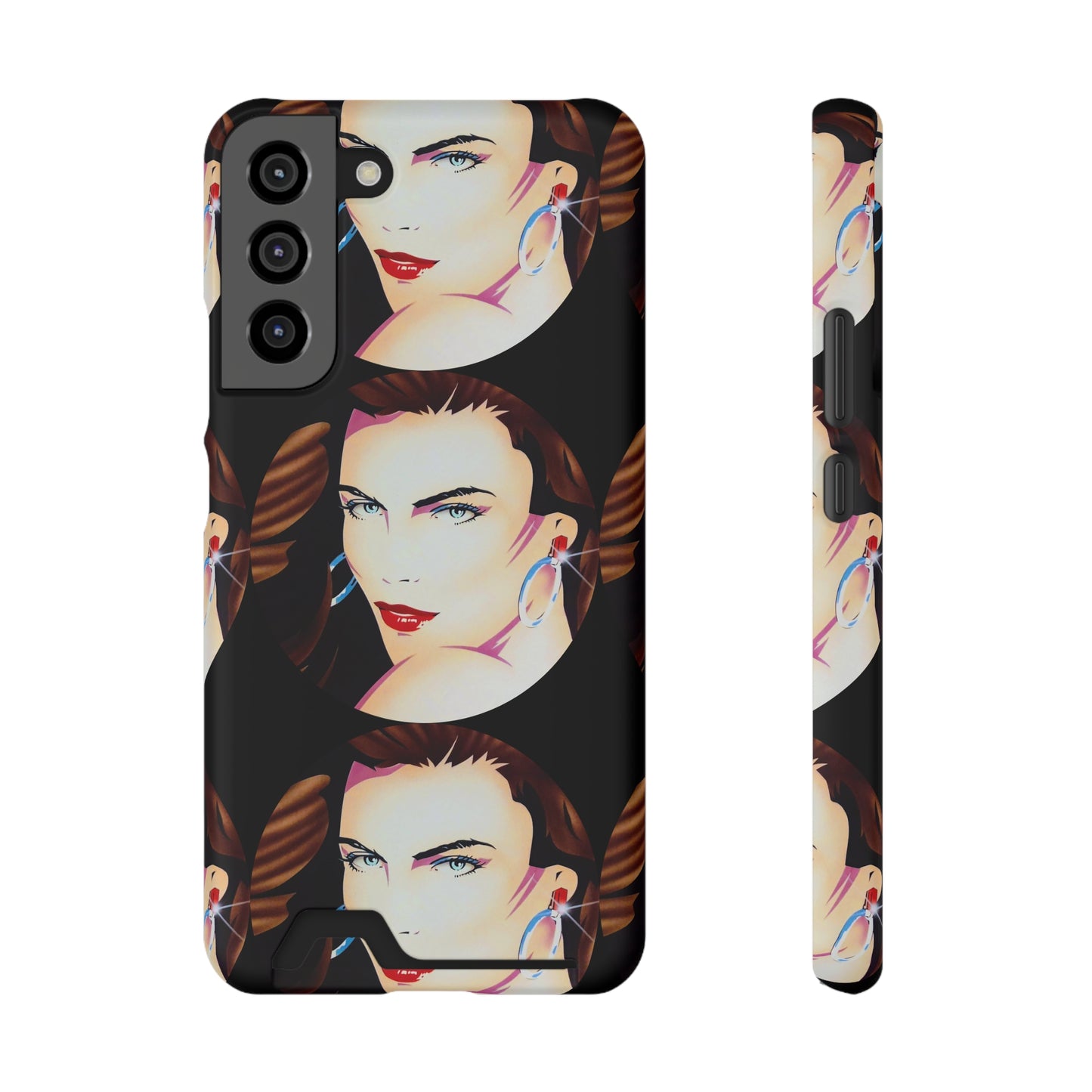 Lady Print© Limited Edition Slim Lightweight DuraFlex© Safe Impact Resistant Phone Case With Card Holder Compatible with iPhone 13, and Samsung Galaxy S21, S22 models