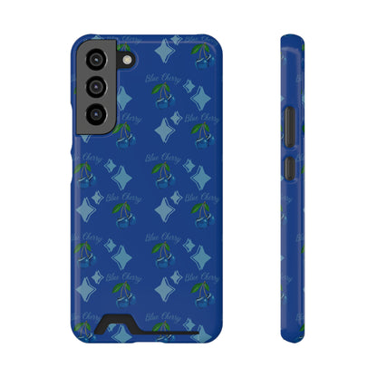 Blue Cherry© Limited Edition Slim Lightweight DuraFlex© Safe Impact Resistant Phone Case With Card Holder Compatible with iPhone 13, and Samsung Galaxy S21, S22 models