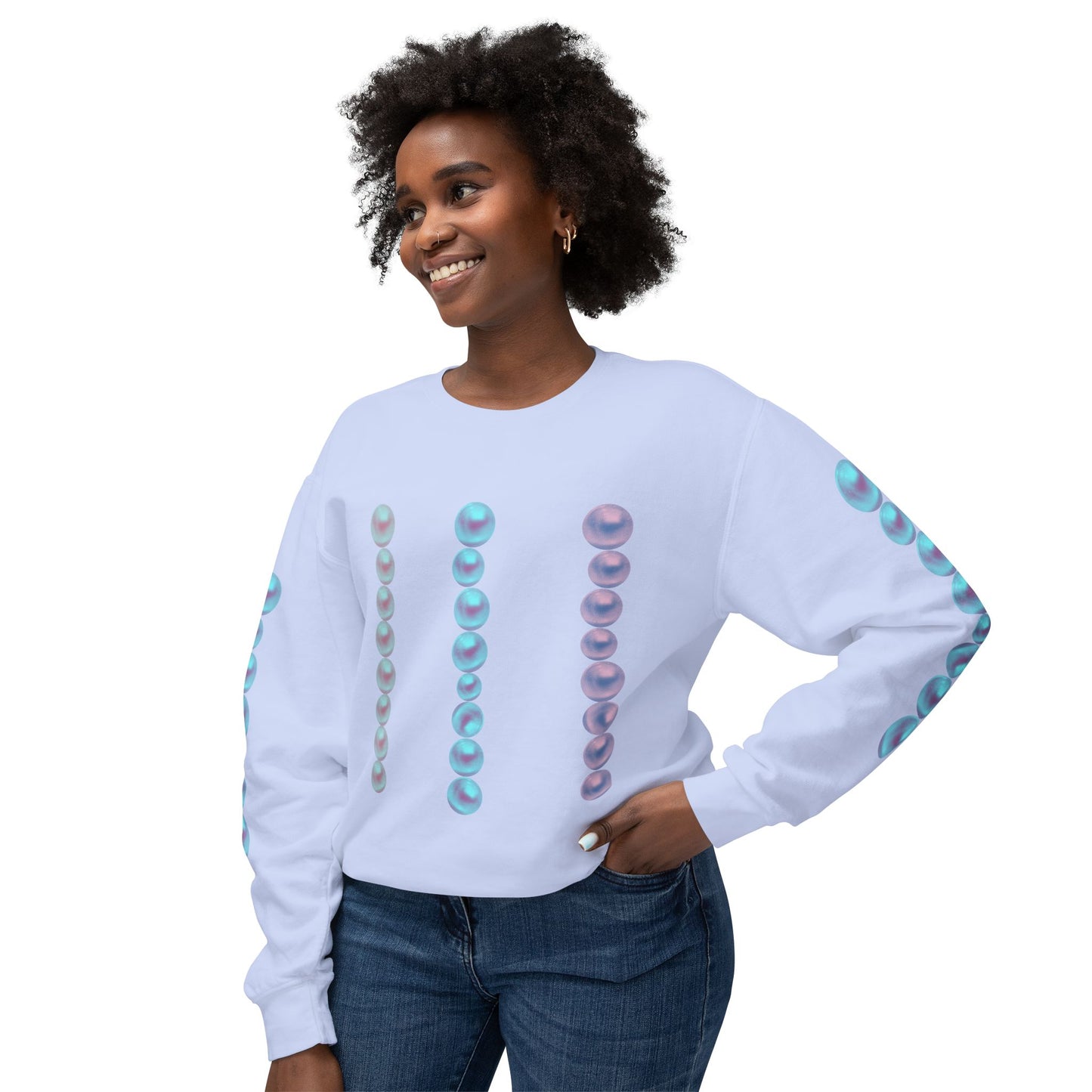 Posh Pearls© Deluxe American Made Comfort Relaxed Premium Cotton Lightweight Crewneck Sweatshirt Unisex