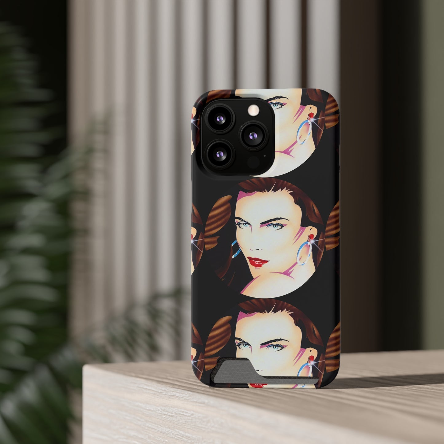 Lady Print© Limited Edition Slim Lightweight DuraFlex© Safe Impact Resistant Phone Case With Card Holder Compatible with iPhone 13, and Samsung Galaxy S21, S22 models