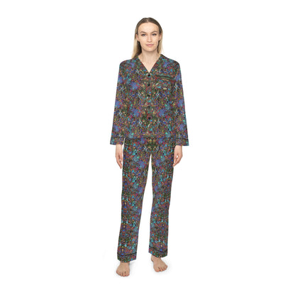 Luxturnal© Women's European Silk Boutique Super Luxurious Premium Royal Satin Pajamas In Posh London Rain