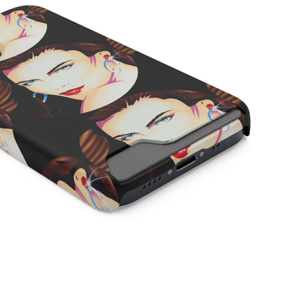 Lady Print© Limited Edition Slim Lightweight DuraFlex© Safe Impact Resistant Phone Case With Card Holder Compatible with iPhone 13, and Samsung Galaxy S21, S22 models