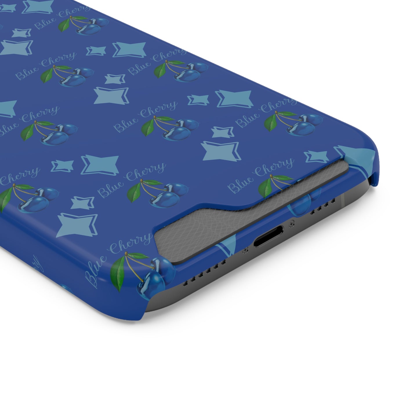 Blue Cherry© Limited Edition Slim Lightweight DuraFlex© Safe Impact Resistant Phone Case With Card Holder Compatible with iPhone 13, and Samsung Galaxy S21, S22 models