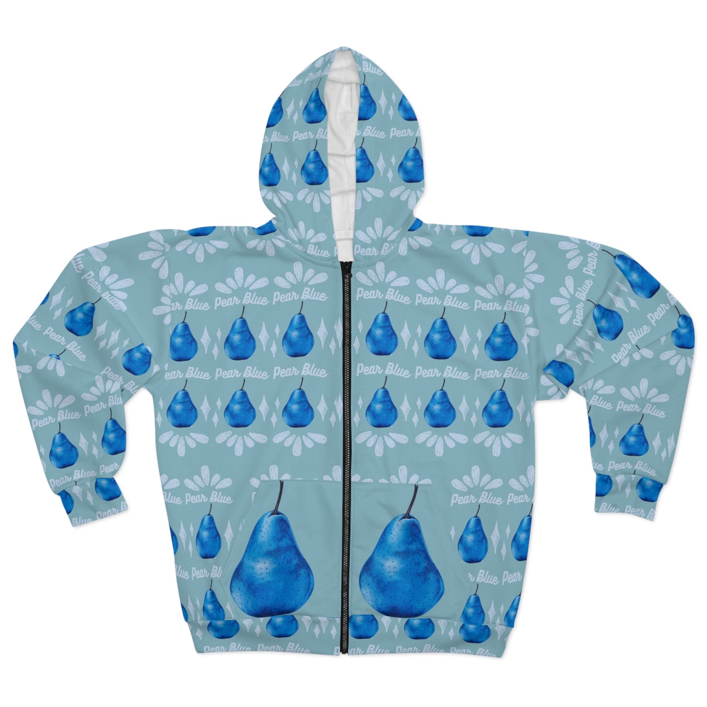 Pear Blue© Simple Soft And Comfort Deluxe Premium Unisex Zip Hoodie In Sunday Afternoon Chirping Baby Bird Blue Up To 2XL