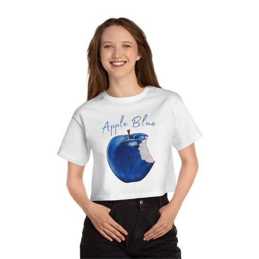 Apple Blue© Deluxe Premium 100% Cotton Champion Women's Heritage Super Soft Town And Country Cropped T-Shirt