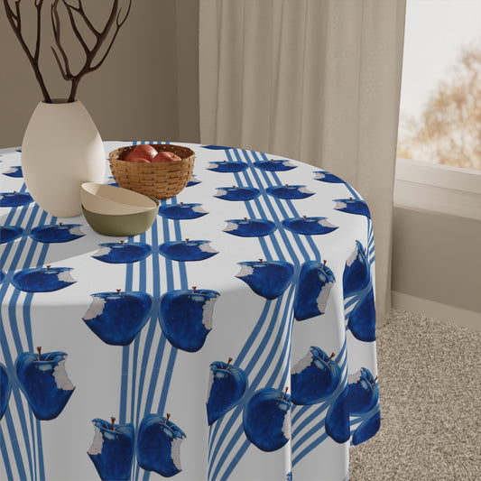 Apple Blue© Pop Deluxe Design Posh Soft And Light Tablecloth In Hampton Stripe Blue Sky