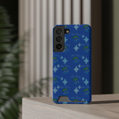 Blue Cherry© Limited Edition Slim Lightweight DuraFlex© Safe Impact Resistant Phone Case With Card Holder Compatible with iPhone 13, and Samsung Galaxy S21, S22 models