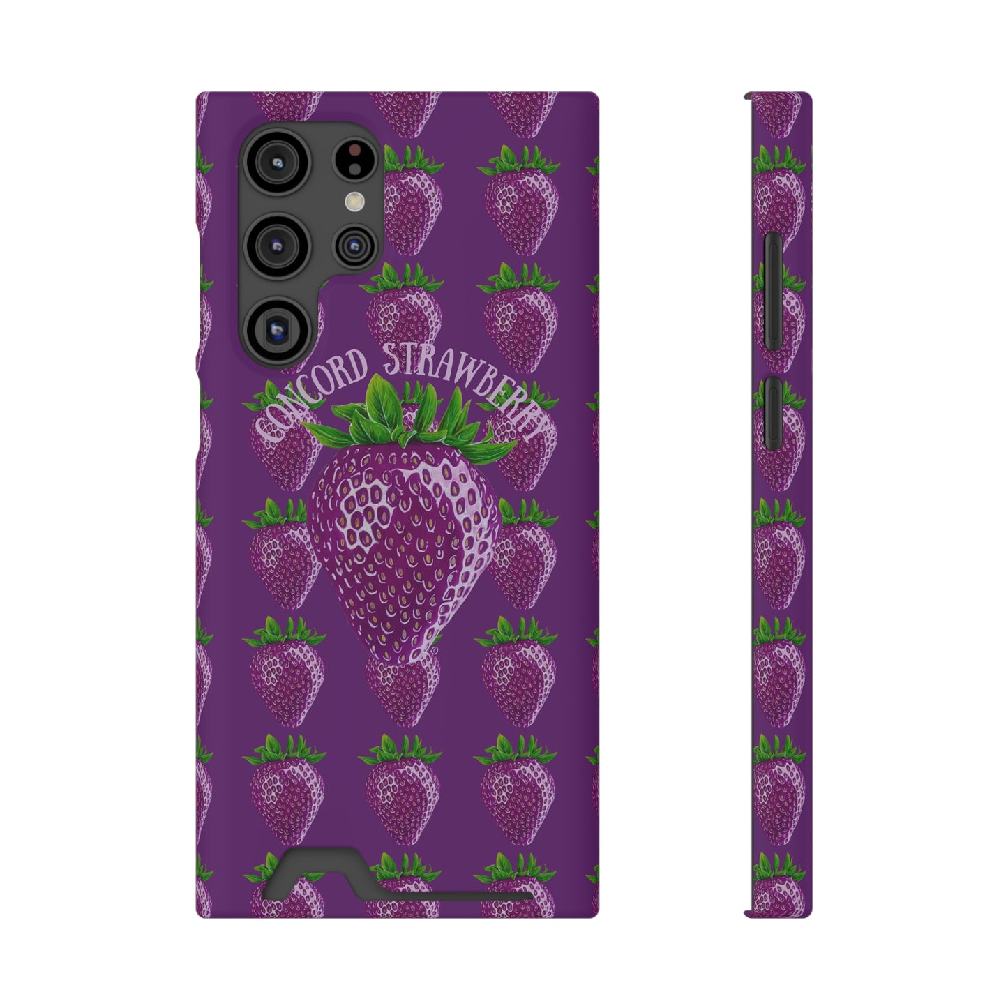 Concord Strawberry© Limited Edition Slim Lightweight DuraFlex© Safe Impact Resistant Phone Case With Card Holder Compatible with iPhone 13, and Samsung Galaxy S21, S22 models