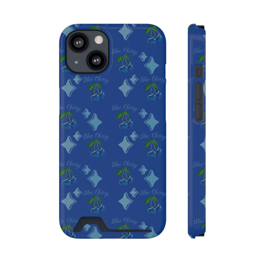 Blue Cherry© Limited Edition Slim Lightweight DuraFlex© Safe Impact Resistant Phone Case With Card Holder Compatible with iPhone 13, and Samsung Galaxy S21, S22 models