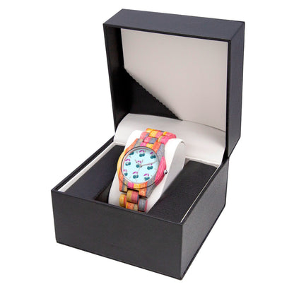 Blue Cherry© Citizen Movement Sony Battery Camouflage Wooden Watch - Grey&Pink