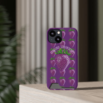 Concord Strawberry© Limited Edition Slim Lightweight DuraFlex© Safe Impact Resistant Phone Case With Card Holder Compatible with iPhone 13, and Samsung Galaxy S21, S22 models