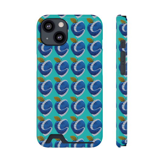 Apple Blue© Diamond Limited Edition Slim Lightweight DuraFlex© Safe Impact Resistant Phone Case With Card Holder Compatible with iPhone 13, and Samsung Galaxy S21, S22 models