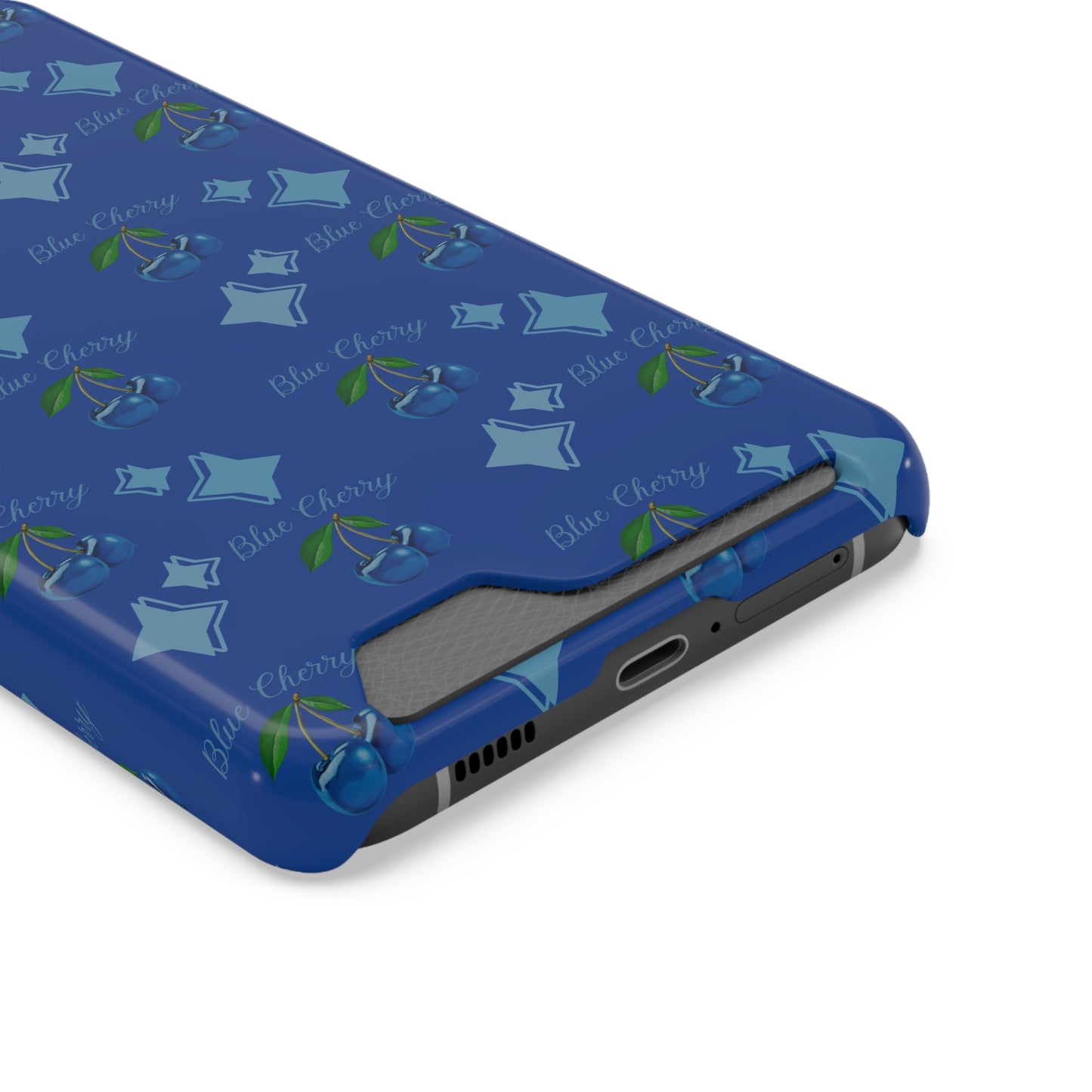 Blue Cherry© Limited Edition Slim Lightweight DuraFlex© Safe Impact Resistant Phone Case With Card Holder Compatible with iPhone 13, and Samsung Galaxy S21, S22 models