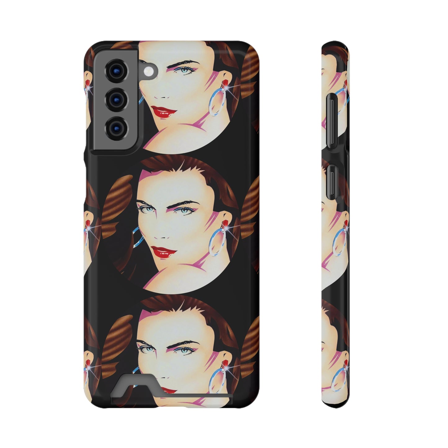 Lady Print© Limited Edition Slim Lightweight DuraFlex© Safe Impact Resistant Phone Case With Card Holder Compatible with iPhone 13, and Samsung Galaxy S21, S22 models