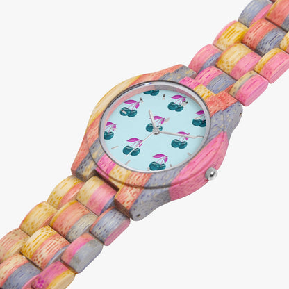 Blue Cherry© Citizen Movement Sony Battery Camouflage Wooden Watch - Grey&Pink