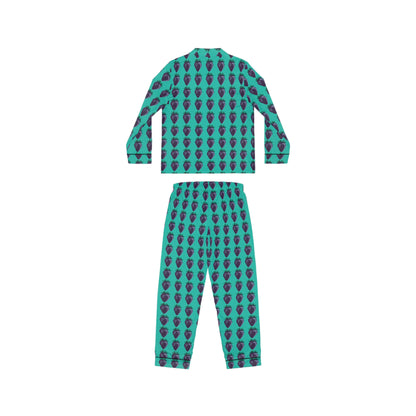 Concord Strawberry© Women's European Silk Boutique Super Luxurious Premium Royal Satin Pajamas In Emerald Jade Jungle Dance Party