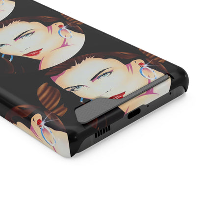 Lady Print© Limited Edition Slim Lightweight DuraFlex© Safe Impact Resistant Phone Case With Card Holder Compatible with iPhone 13, and Samsung Galaxy S21, S22 models