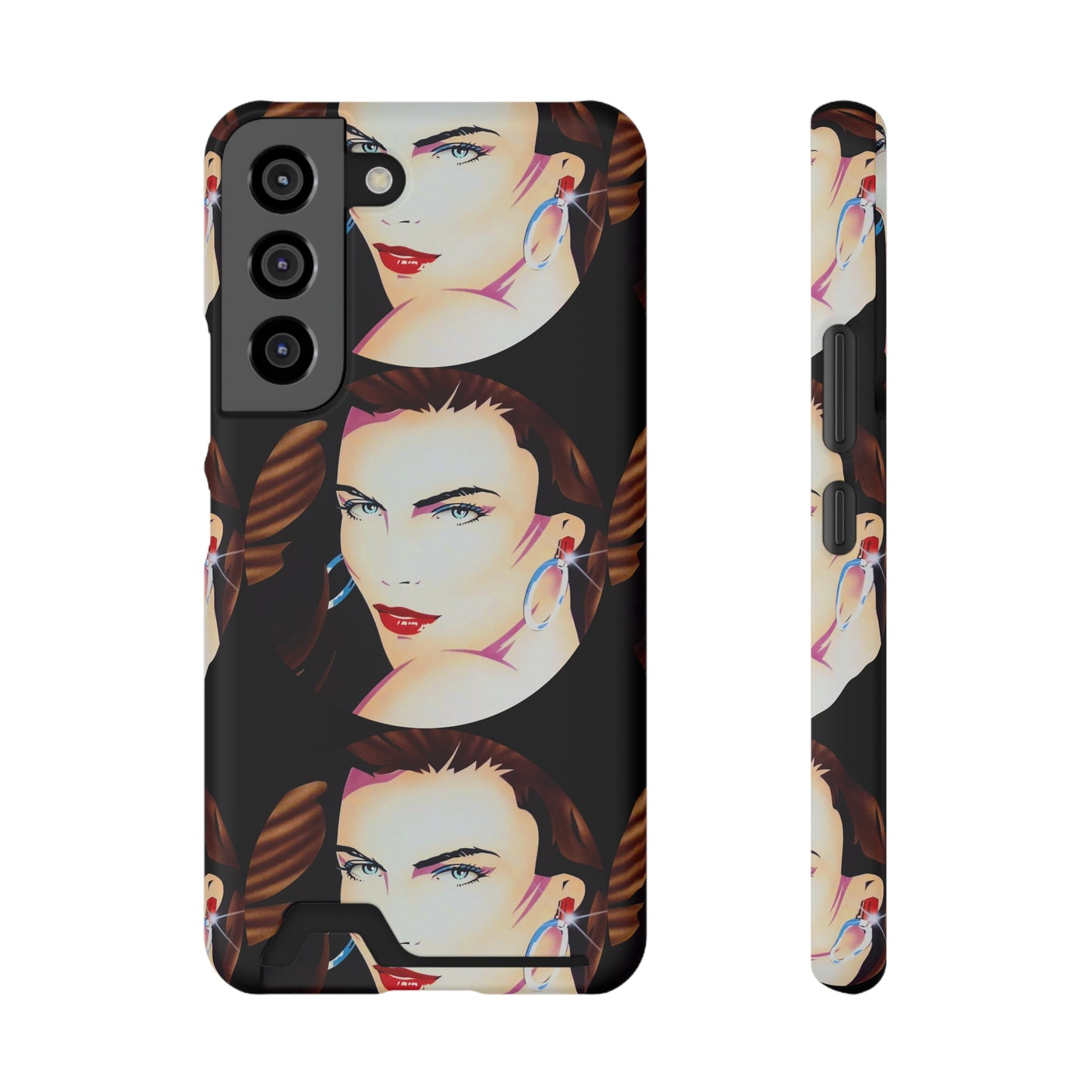 Lady Print© Limited Edition Slim Lightweight DuraFlex© Safe Impact Resistant Phone Case With Card Holder Compatible with iPhone 13, and Samsung Galaxy S21, S22 models