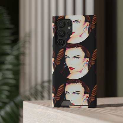 Lady Print© Limited Edition Slim Lightweight DuraFlex© Safe Impact Resistant Phone Case With Card Holder Compatible with iPhone 13, and Samsung Galaxy S21, S22 models