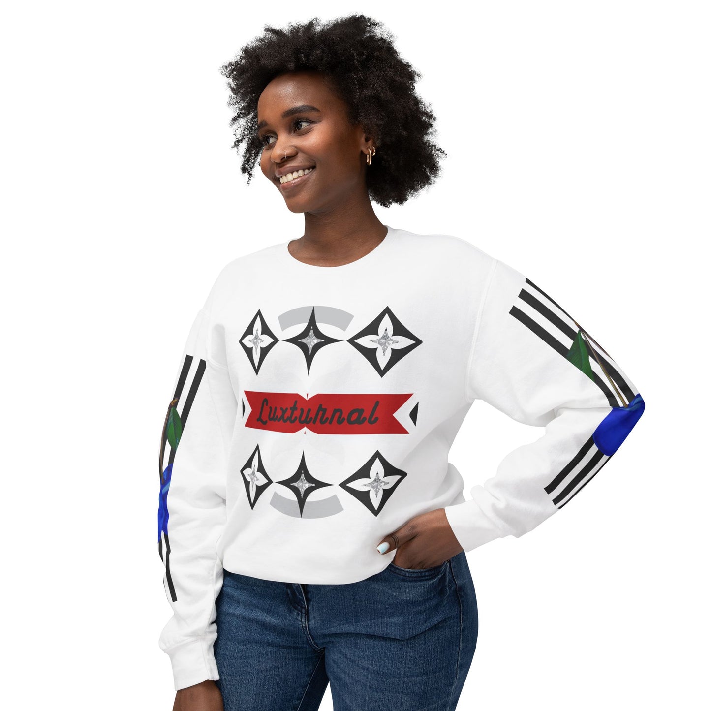 Luxturnal Posh© Deluxe American Made Comfort Relaxed Premium Cotton Lightweight Crewneck Sweatshirt Unisex In Paparazzi