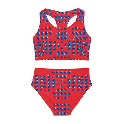 Apple Blue© It Girl Youth Star Active Flex Sports Comfort All Day Two Piece Swimsuit By American Boutique In Apple Pop