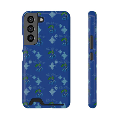 Blue Cherry© Limited Edition Slim Lightweight DuraFlex© Safe Impact Resistant Phone Case With Card Holder Compatible with iPhone 13, and Samsung Galaxy S21, S22 models