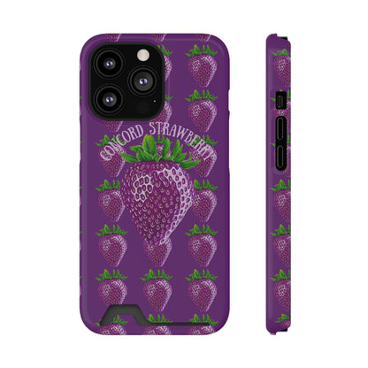 Concord Strawberry© Limited Edition Slim Lightweight DuraFlex© Safe Impact Resistant Phone Case With Card Holder Compatible with iPhone 13, and Samsung Galaxy S21, S22 models